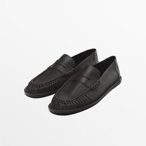 NWT. Massimo Dutti Black Soft leather Penny Loafers. Size 9.